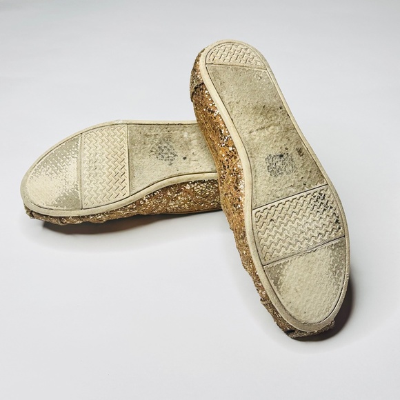 Gold Lace Shimmering Glitter Slide-On Toms Espadrilles/Alpartagas - 7, worn once - Picture 6 of 16